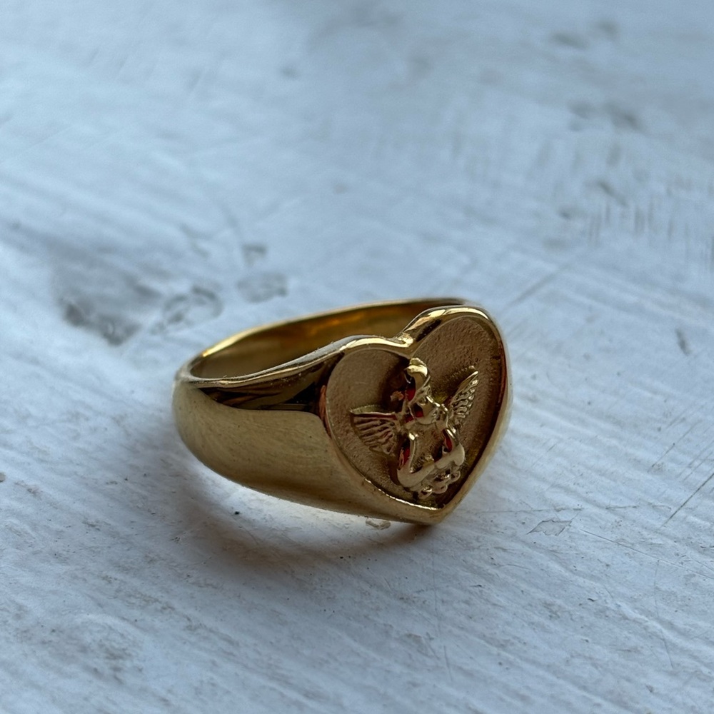 NWOT - Gold Cupid Angel Stamped Ring